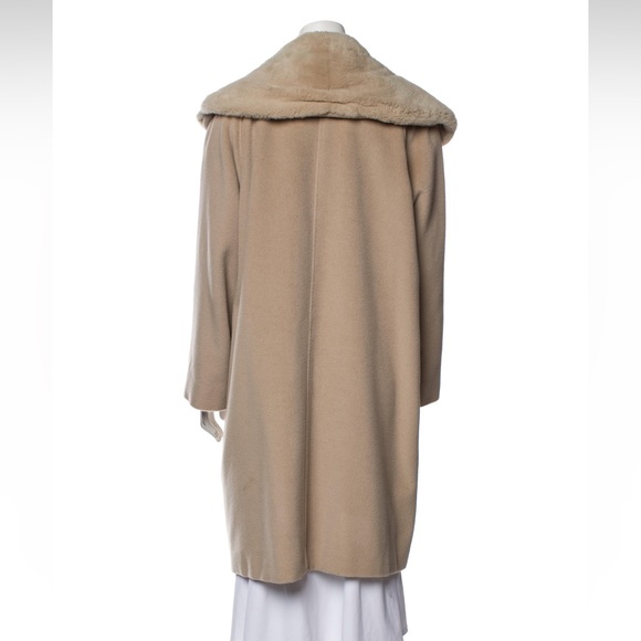 MAX MARA Faux Fur Collar Coat M US6 - Picture 3 of 3